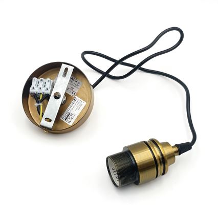 Κρεμαστό φωτιστικό με καλώδιο HECTOR 1xE27/15W/230V λευκό/ορείχαλκος Ø 30 εκ.