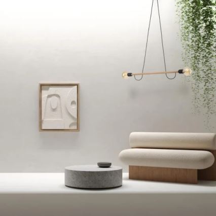 Κρεμαστό φωτιστικό με καλώδιο HELIX 2xE27/15W/230V μαύρο/μπεζ