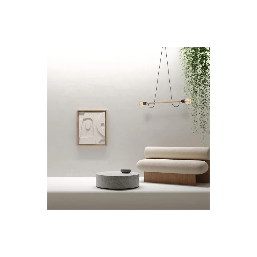 Κρεμαστό φωτιστικό με καλώδιο HELIX 2xE27/15W/230V μαύρο/μπεζ