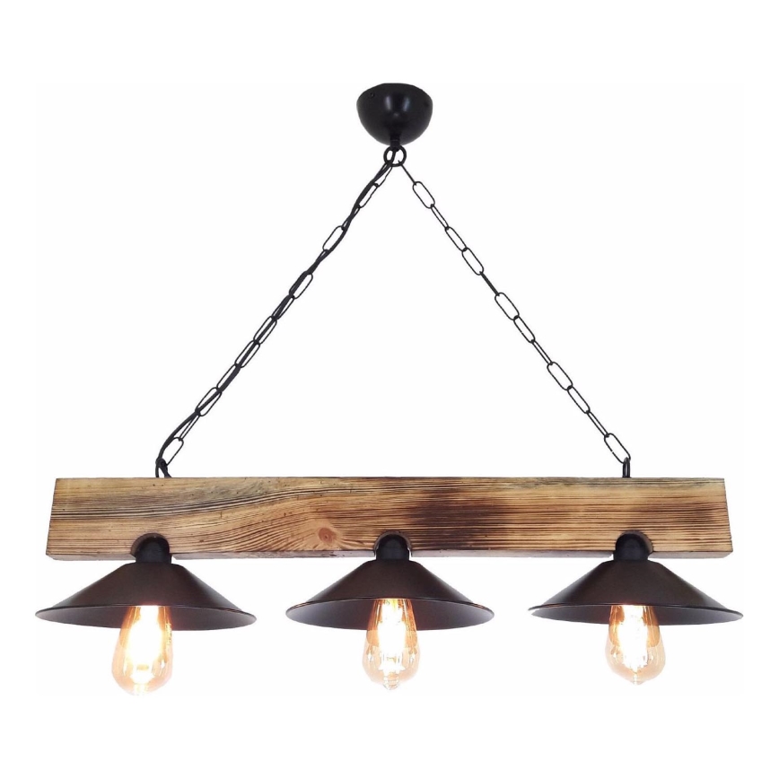 Κρεμαστό φωτιστικό με καλώδιο HEPSI 3xE27/40W/230V έλατο καρυδιά