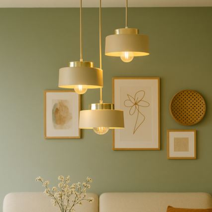 Κρεμαστό φωτιστικό με καλώδιο IGNIA 3xE27/60W/230V γκρι-καφέ