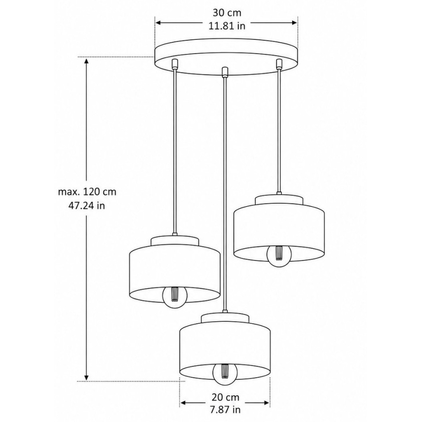 Κρεμαστό φωτιστικό με καλώδιο IGNIA 3xE27/60W/230V βυσσινό/χρυσό