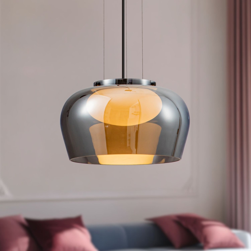 Κρεμαστό φωτιστικό με καλώδιο INSIEME 1xGX53/10W/230V διάμ. 35 cm καπνιστό μαύρο