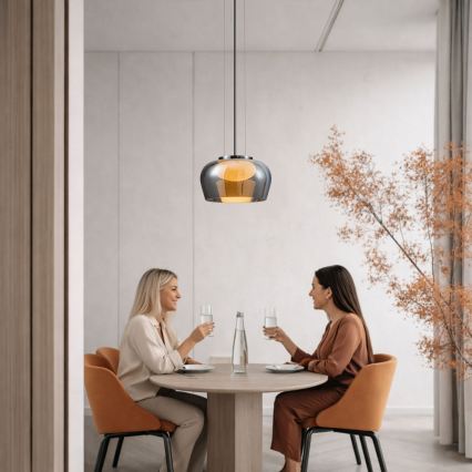 Κρεμαστό φωτιστικό με καλώδιο INSIEME 1xGX53/10W/230V διάμ. 35 cm καπνιστό μαύρο