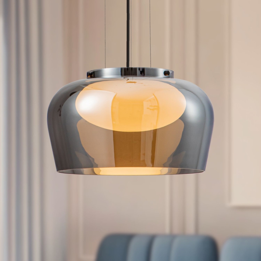 Κρεμαστό φωτιστικό με καλώδιο INSIEME 1xGX53/10W/230V διάμ. 38 cm καπνιστό μαύρο