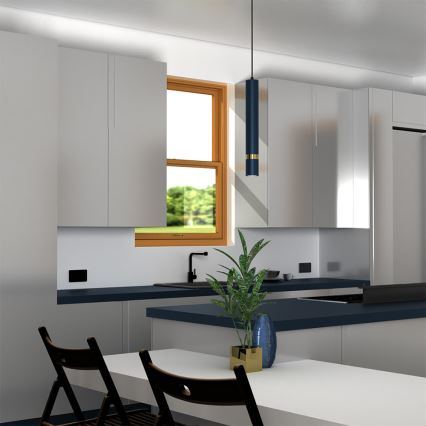 Κρεμαστό φωτιστικό με καλώδιο JOKER 1xGU10/25W/230V μπλε/χρυσό