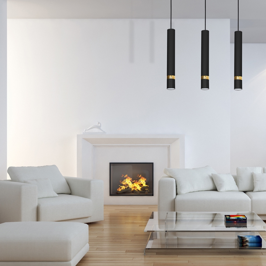 Κρεμαστό φωτιστικό με καλώδιο JOKER 3xGU10/25W/230V μαύρο/χρυσό