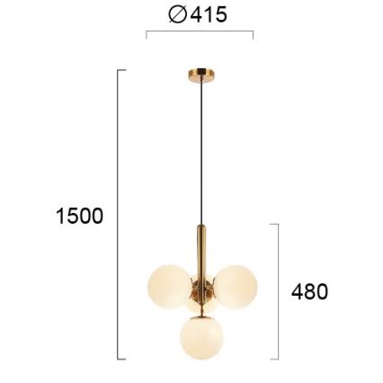 Κρεμαστό φωτιστικό με καλώδιο JOLIN 4xG9/5W/230V, χρυσό
