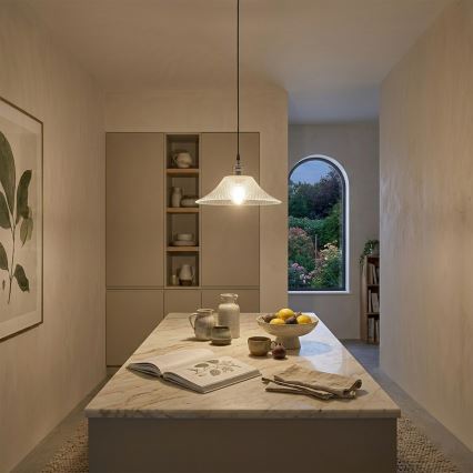 Κρεμαστό φωτιστικό με καλώδιο JULL 1xE27/15W/230V γυαλιστερό χρώμιο/διάφανο