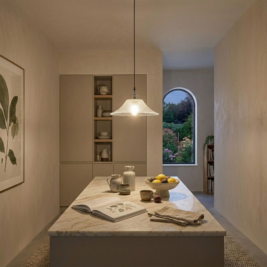 Κρεμαστό φωτιστικό με καλώδιο JULL 1xE27/15W/230V γυαλιστερό χρώμιο/διάφανο