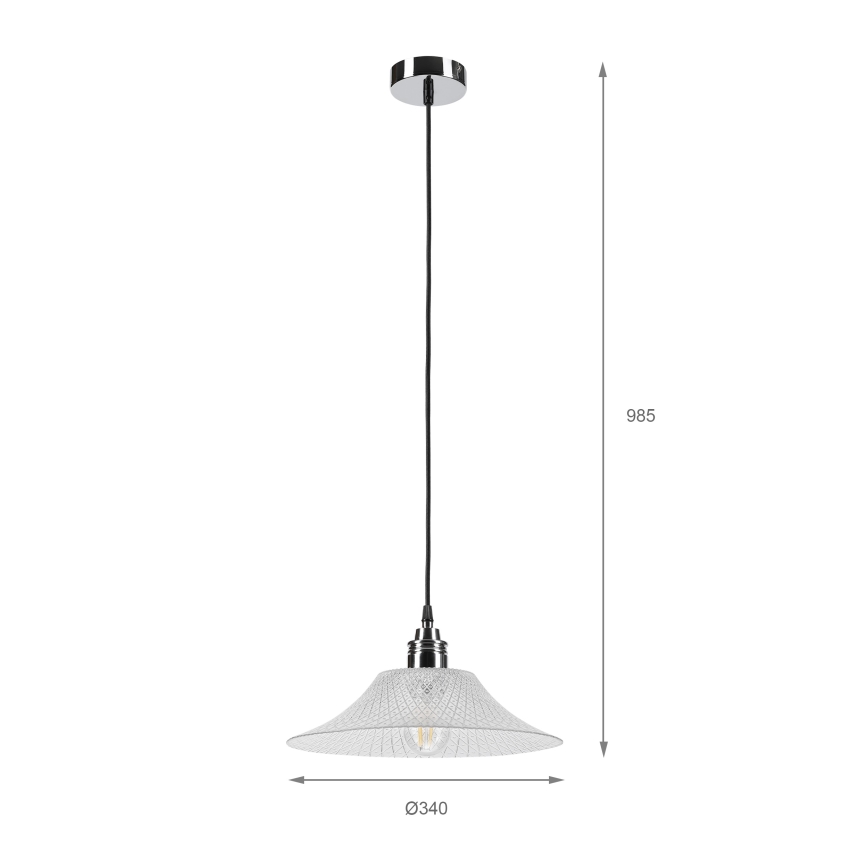 Κρεμαστό φωτιστικό με καλώδιο JULL 1xE27/15W/230V γυαλιστερό χρώμιο/διάφανο