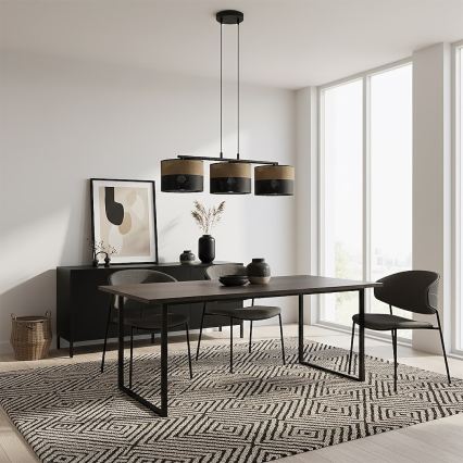 Κρεμαστό φωτιστικό με καλώδιο KARBON 3xE27/15W/230V μαύρο/καφέ