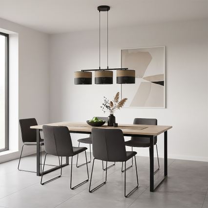 Κρεμαστό φωτιστικό με καλώδιο KARBON 3xE27/15W/230V μαύρο/καφέ