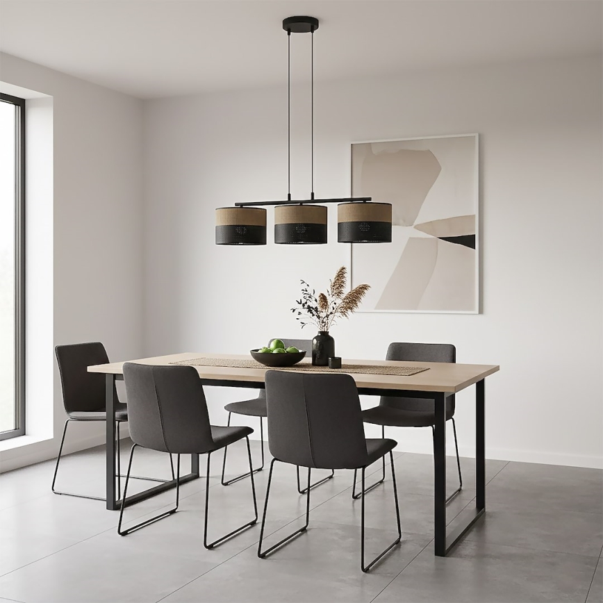 Κρεμαστό φωτιστικό με καλώδιο KARBON 3xE27/15W/230V μαύρο/καφέ