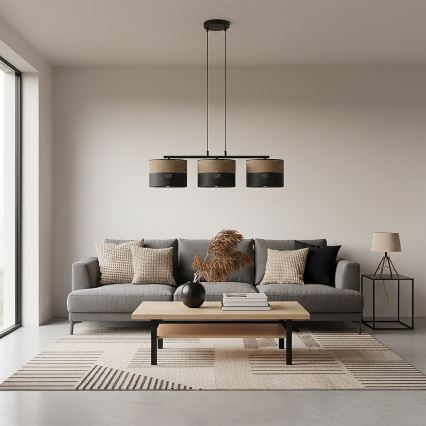 Κρεμαστό φωτιστικό με καλώδιο KARBON 3xE27/15W/230V μαύρο/καφέ
