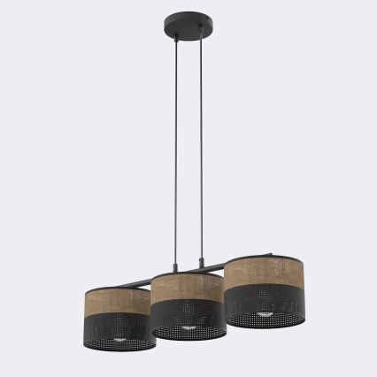 Κρεμαστό φωτιστικό με καλώδιο KARBON 3xE27/15W/230V μαύρο/καφέ