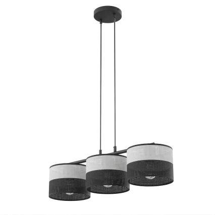 Κρεμαστό φωτιστικό με καλώδιο KARBON 3xE27/15W/230V μαύρο/γκρι
