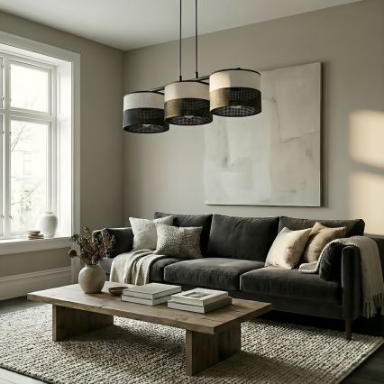 Κρεμαστό φωτιστικό με καλώδιο KARBON 3xE27/15W/230V μαύρο/γκρι