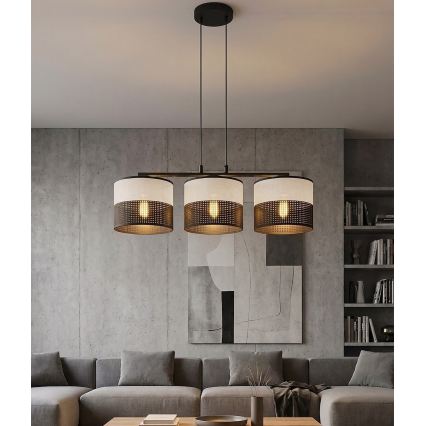 Κρεμαστό φωτιστικό με καλώδιο KARBON 3xE27/15W/230V μαύρο/γκρι