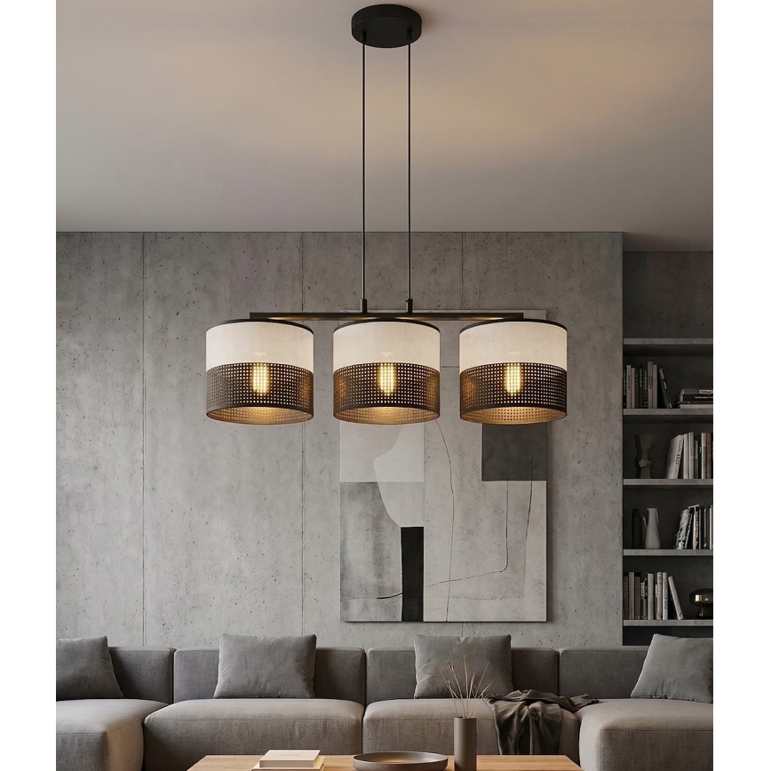 Κρεμαστό φωτιστικό με καλώδιο KARBON 3xE27/15W/230V μαύρο/γκρι