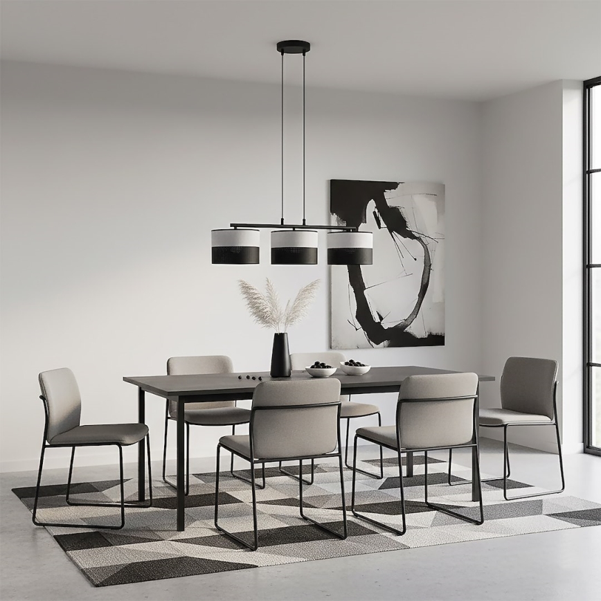 Κρεμαστό φωτιστικό με καλώδιο KARBON 3xE27/15W/230V μαύρο/γκρι