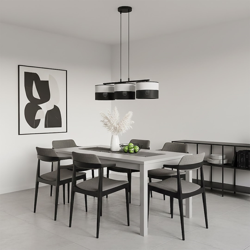 Κρεμαστό φωτιστικό με καλώδιο KARBON 3xE27/15W/230V μαύρο/γκρι