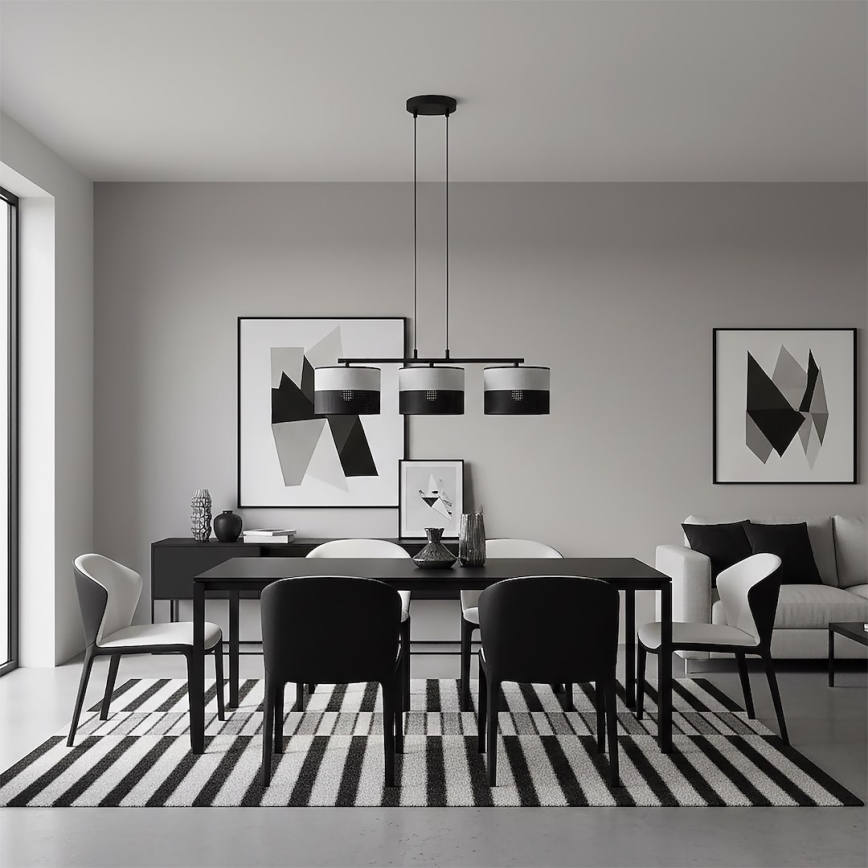 Κρεμαστό φωτιστικό με καλώδιο KARBON 3xE27/15W/230V μαύρο/γκρι