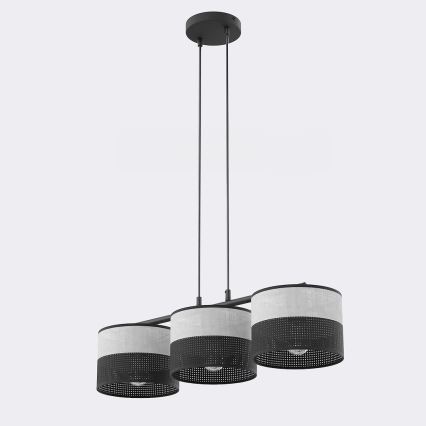 Κρεμαστό φωτιστικό με καλώδιο KARBON 3xE27/15W/230V μαύρο/γκρι