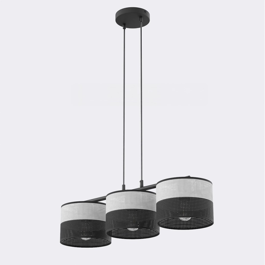 Κρεμαστό φωτιστικό με καλώδιο KARBON 3xE27/15W/230V μαύρο/γκρι