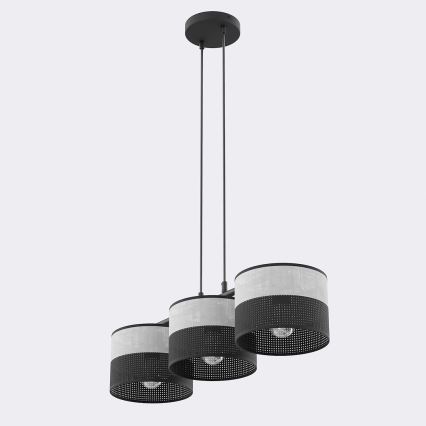 Κρεμαστό φωτιστικό με καλώδιο KARBON 3xE27/15W/230V μαύρο/γκρι