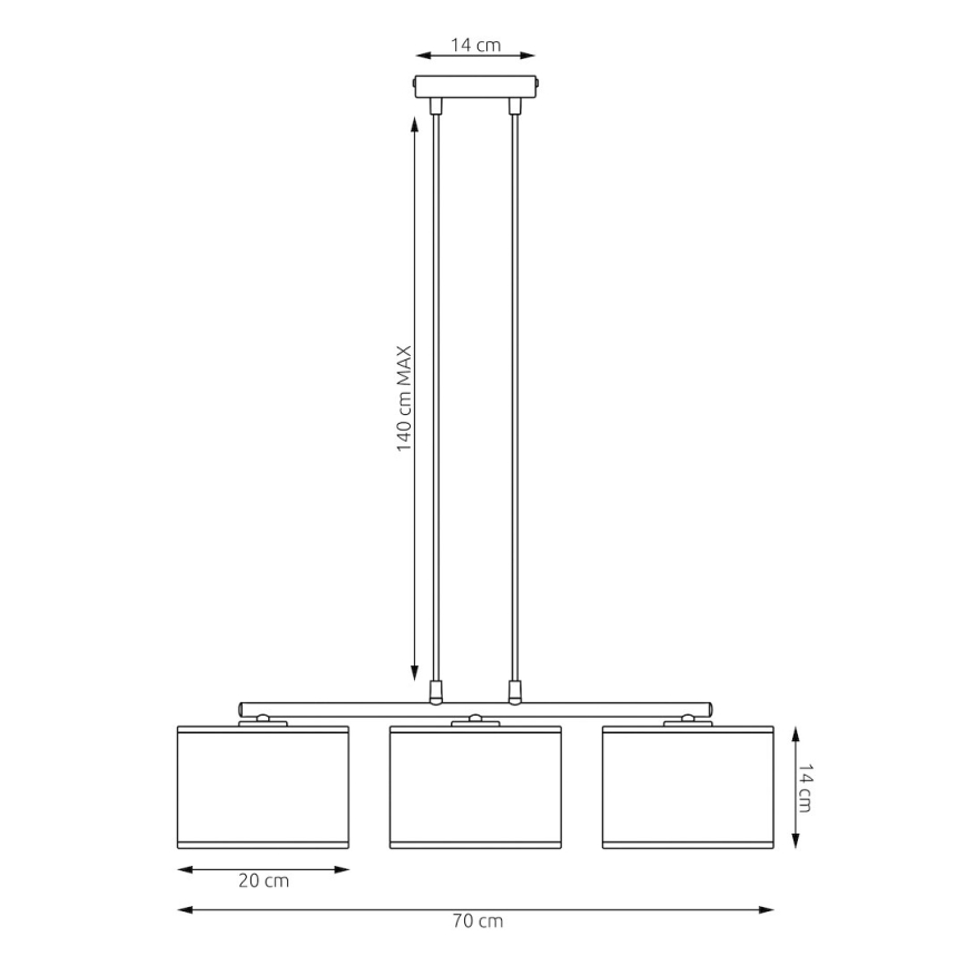 Κρεμαστό φωτιστικό με καλώδιο KARBON 3xE27/15W/230V μαύρο/γκρι