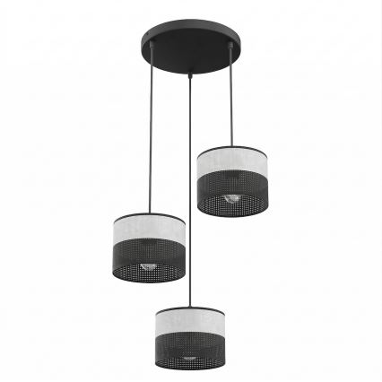 Κρεμαστό φωτιστικό με καλώδιο KARBON 3xE27/15W/230V μαύρο/γκρι