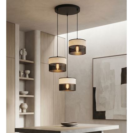 Κρεμαστό φωτιστικό με καλώδιο KARBON 3xE27/15W/230V μαύρο/γκρι