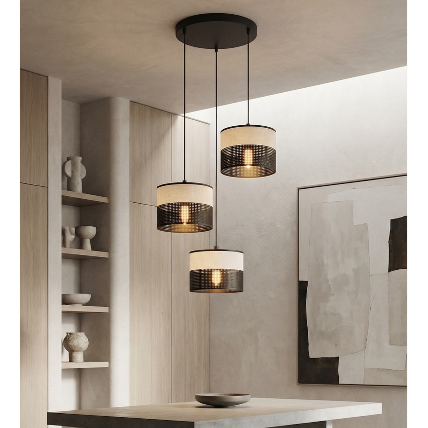 Κρεμαστό φωτιστικό με καλώδιο KARBON 3xE27/15W/230V μαύρο/γκρι
