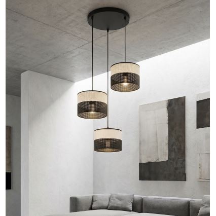 Κρεμαστό φωτιστικό με καλώδιο KARBON 3xE27/15W/230V μαύρο/γκρι