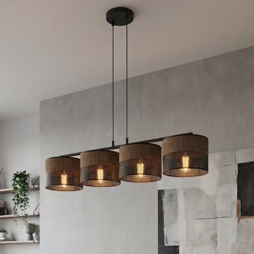 Κρεμαστό φωτιστικό με καλώδιο KARBON 4xE27/15W/230V μαύρο/καφέ