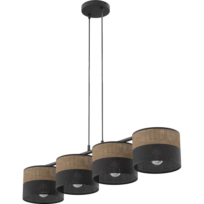 Κρεμαστό φωτιστικό με καλώδιο KARBON 4xE27/15W/230V μαύρο/καφέ