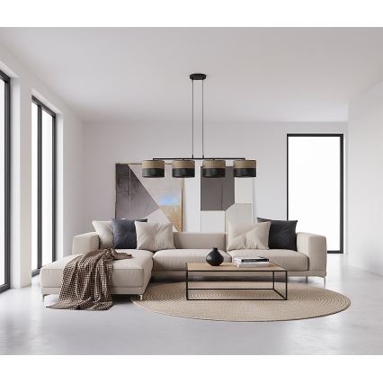 Κρεμαστό φωτιστικό με καλώδιο KARBON 4xE27/15W/230V μαύρο/καφέ