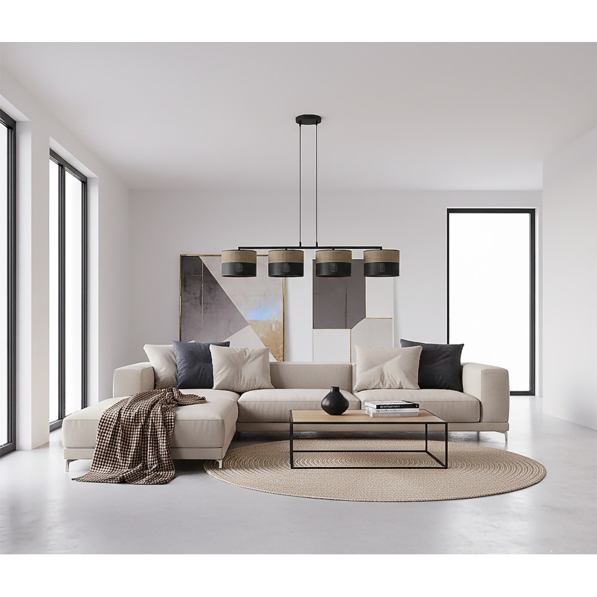 Κρεμαστό φωτιστικό με καλώδιο KARBON 4xE27/15W/230V μαύρο/καφέ