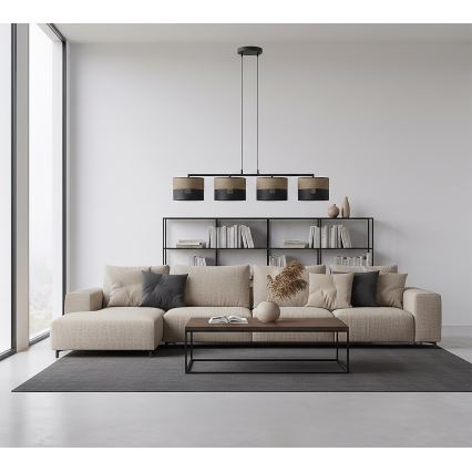 Κρεμαστό φωτιστικό με καλώδιο KARBON 4xE27/15W/230V μαύρο/καφέ