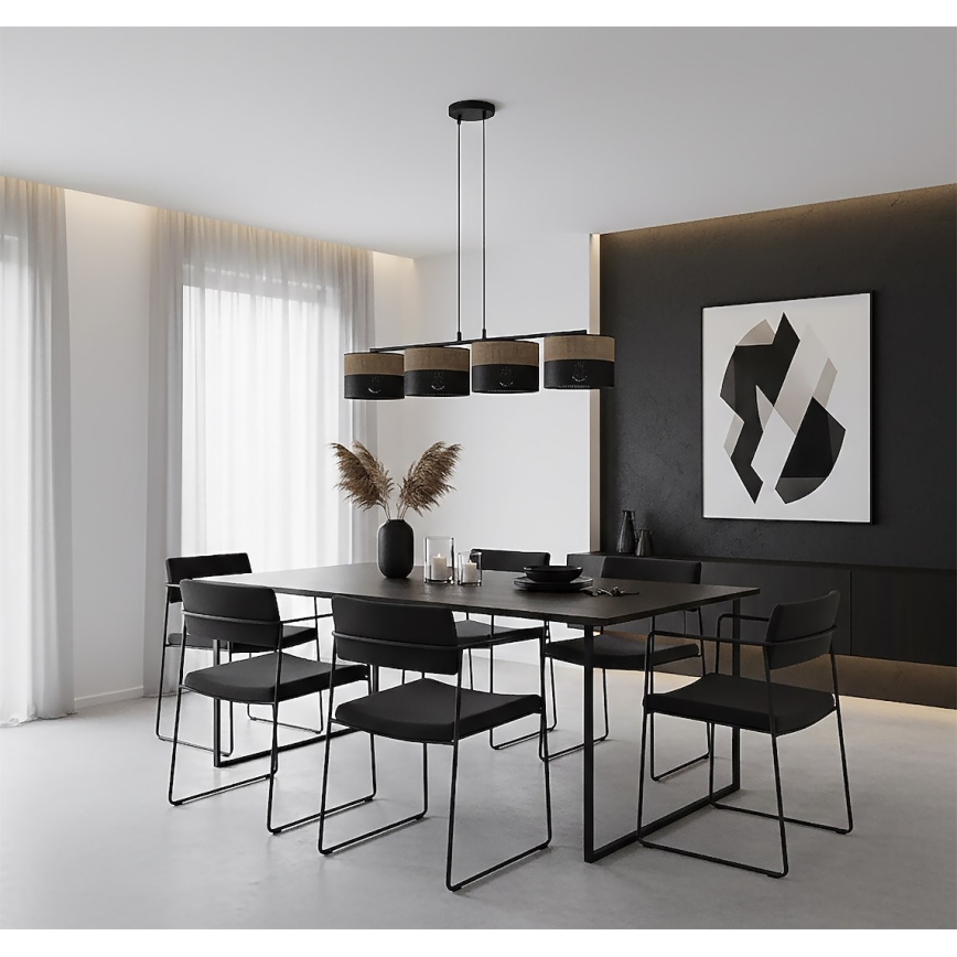 Κρεμαστό φωτιστικό με καλώδιο KARBON 4xE27/15W/230V μαύρο/καφέ