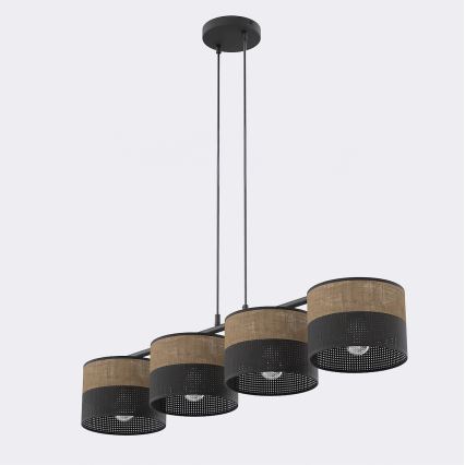 Κρεμαστό φωτιστικό με καλώδιο KARBON 4xE27/15W/230V μαύρο/καφέ