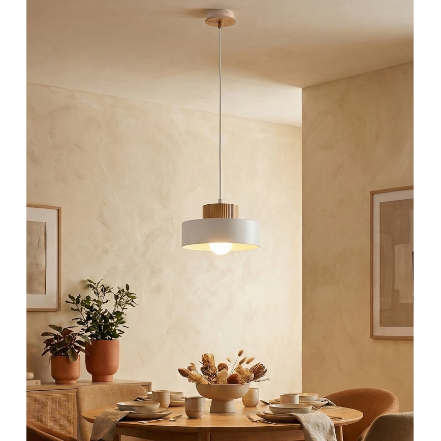 Κρεμαστό φωτιστικό με καλώδιο KIVI 1xE27/15W/230V λευκό