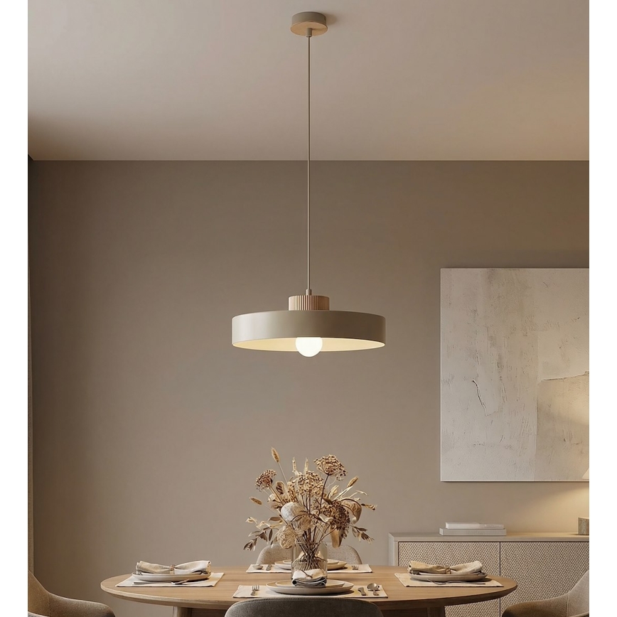 Κρεμαστό φωτιστικό με καλώδιο KIVI 1xE27/15W/230V σε μπεζ απόχρωση