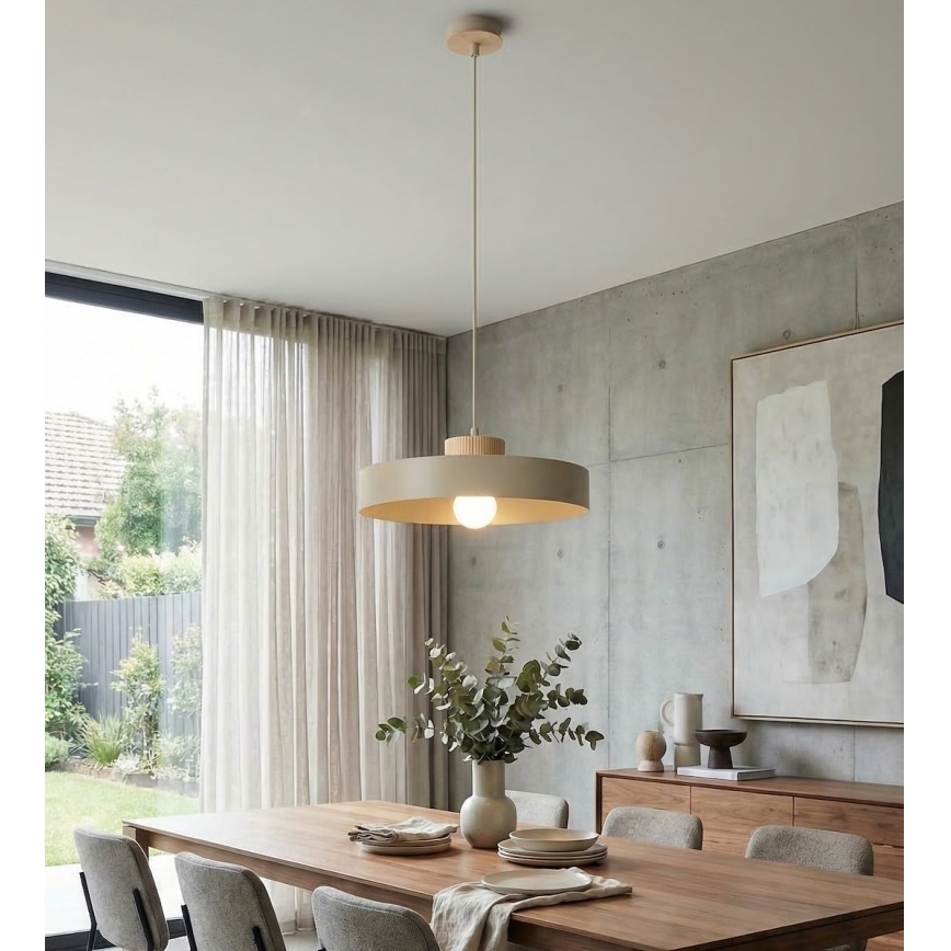 Κρεμαστό φωτιστικό με καλώδιο KIVI 1xE27/15W/230V σε μπεζ απόχρωση