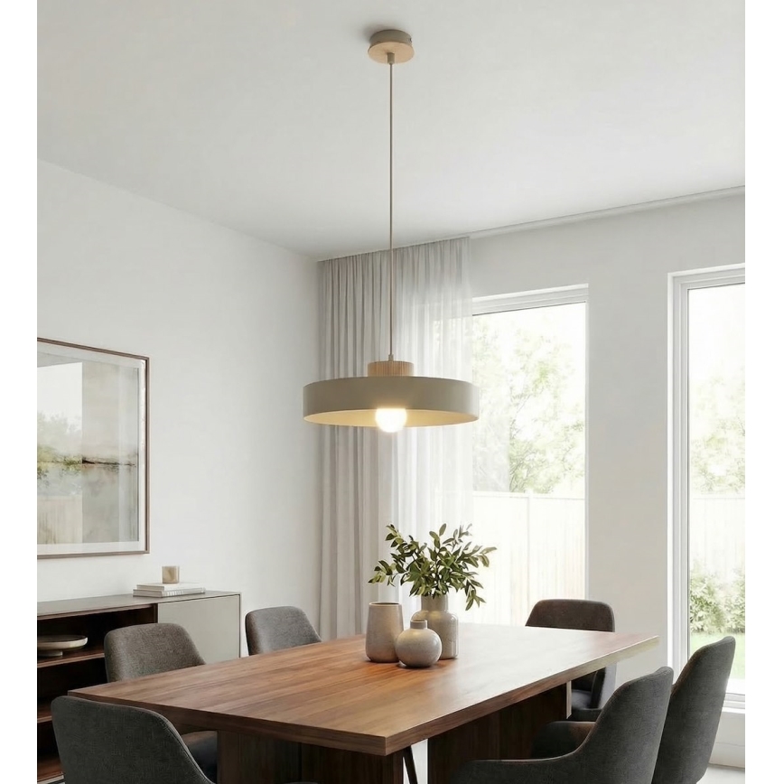 Κρεμαστό φωτιστικό με καλώδιο KIVI 1xE27/15W/230V σε μπεζ απόχρωση