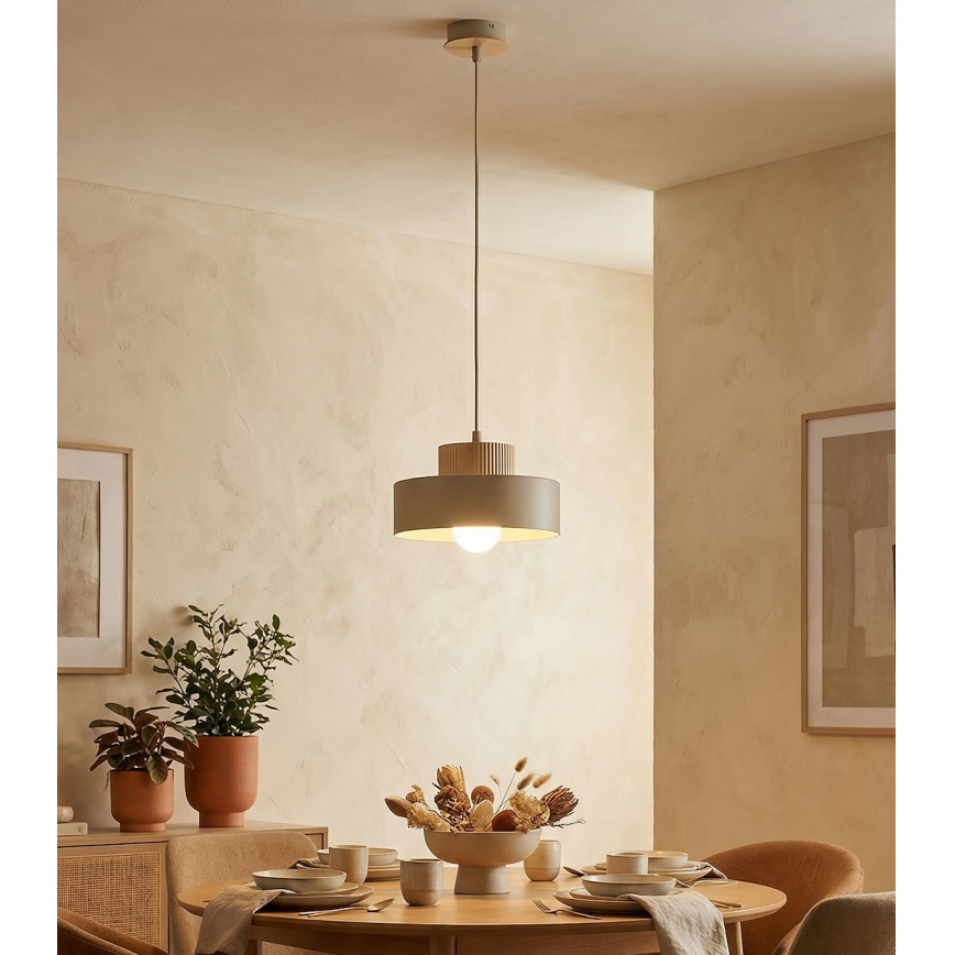 Κρεμαστό φωτιστικό με καλώδιο KIVI 1xE27/15W/230V μπεζ