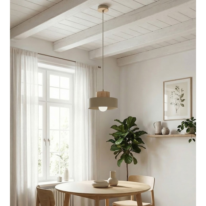 Κρεμαστό φωτιστικό με καλώδιο KIVI 1xE27/15W/230V μπεζ