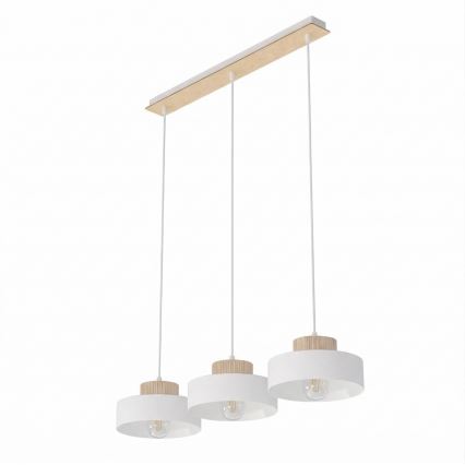 Κρεμαστό φωτιστικό με καλώδιο KIVI 3xE27/15W/230V λευκό