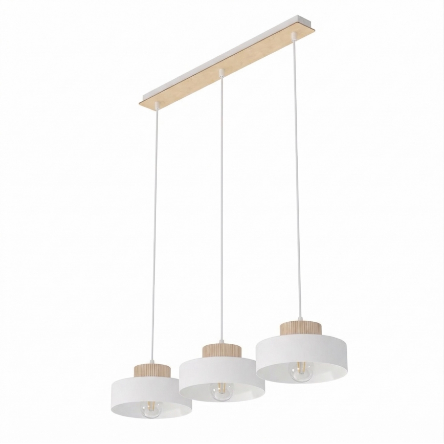 Κρεμαστό φωτιστικό με καλώδιο KIVI 3xE27/15W/230V λευκό
